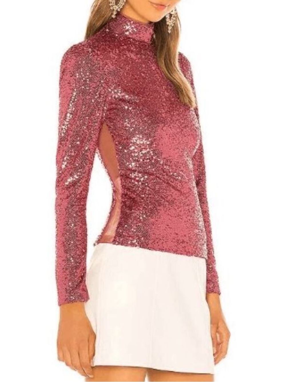 cinq a sept Joan Sequin Top Pink